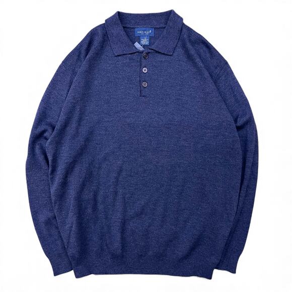 Vintage Other - Vintage Towncraft USA Made Sweater Polo Indigo Blue Marled Knit Solid Minimalist